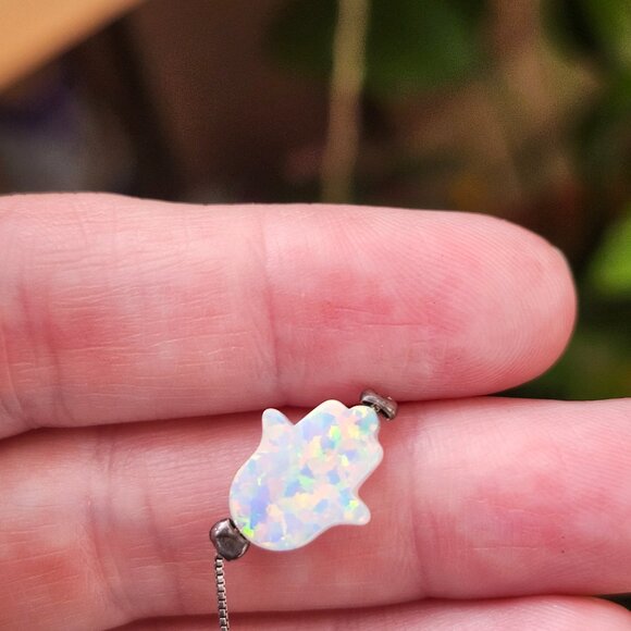 Vintage Opal Hamsa Hand on Sterling Silver bracelet - Picture 10 of 10